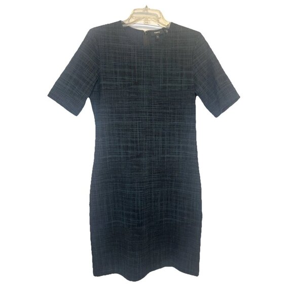 Theory Rijik B Configure Strech Knit Sheath Printed Dress Black Green Sz 10 - Picture 1 of 8